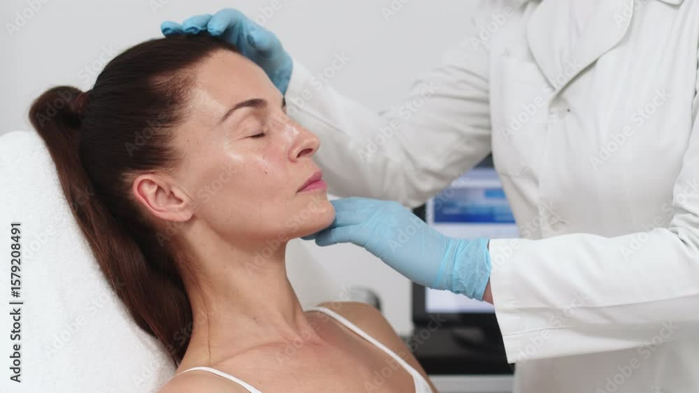 Consultation with a cosmetologist or dermatologist. Before the procedures, the woman is examined by a cosmetologist and receives recommendations on facial cleansing, lifting or injections. Consultation with a cosmetologist or dermatologist. Before the procedures, the woman is examined by a cosmetologist and receives recommendations on facial cleansing, lifting or injections.