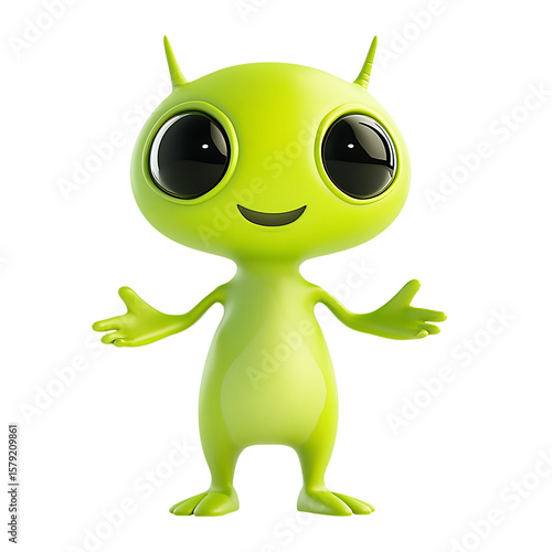 Cute baby alien isolated on transparent background