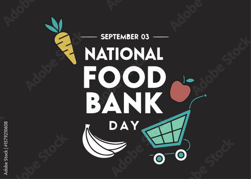 National Food Bank Day on September 03 with fruits and vegetables illustration