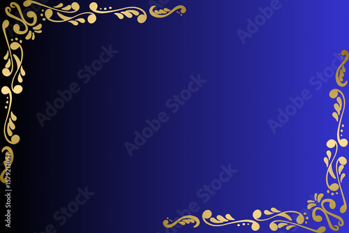 Foto Elegant Golden Floral Accents on Deep Blue Backdrop, adding luxury to design 21