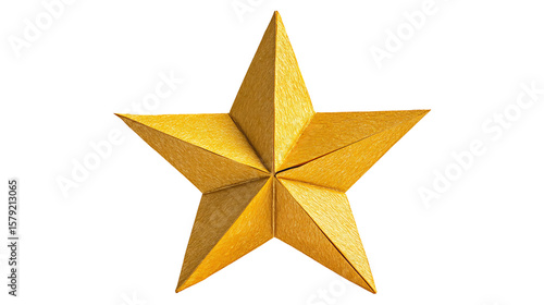 Golden star with paper texture isolated on transparent background