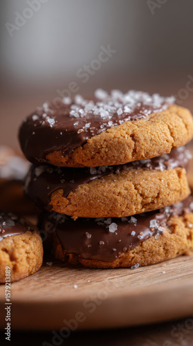 Wallpaper Mural Stack of pumpkin cookies dipped in chocolate and sprinkled with sea salt Torontodigital.ca