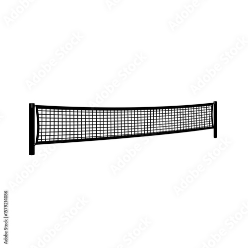 Net of Victory: Silhouette of a badminton net, perfectly taut and ready for action, standing as a symbol of sportsmanship, competition, and the thrill of a match.
