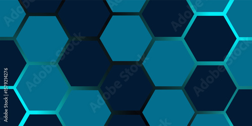 Abstract Digital Blue Hexagons Business or Science Background. Medical Research or Tech Innovation Online Webinar Presentation Event. Conference or Forum Vector Illustration Backdrop.