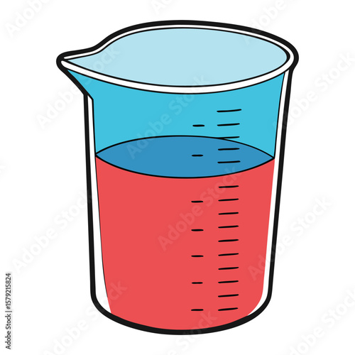 A clear measuring cup beaker with easy-to-read markings, ideal for precise liquid measurements in cooking, baking, or science. Durable, with a spout for easy pouring.
