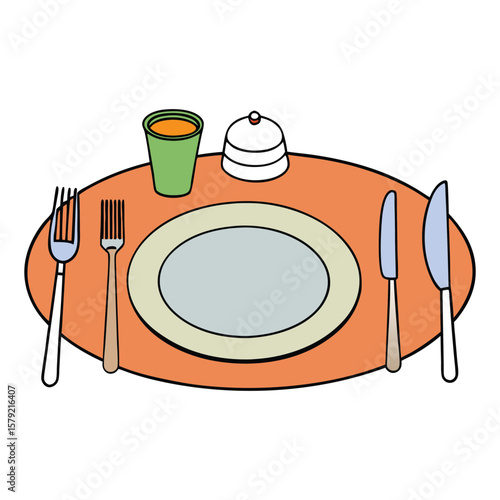 Elegant table setting with a plate at the center, a fork on the left, and a knife on the right—perfectly arranged for a formal meal or stylish dining experience.
