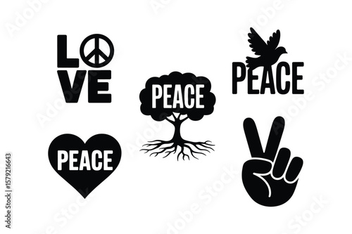 Love peace dove tree roots victory hand vector