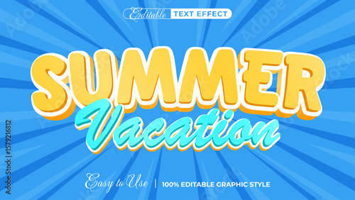 Summer Vacation Text: Radiant "SUMMER Vacation" typography against a vibrant, retro-inspired background, beckoning with warmth and the promise of sun-drenched days ahead.