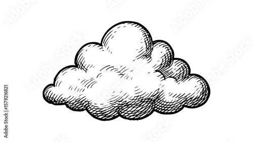 Vector illustration of an abstract hand drawn cloud. Hand drawn cloud sketch.