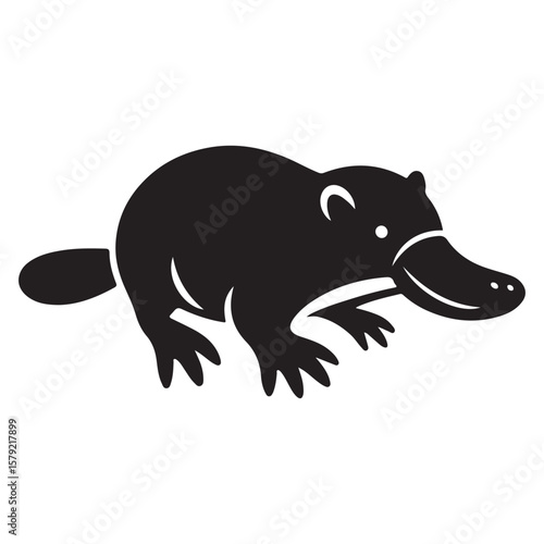Minimalist Black Platypus Silhouette Isolated