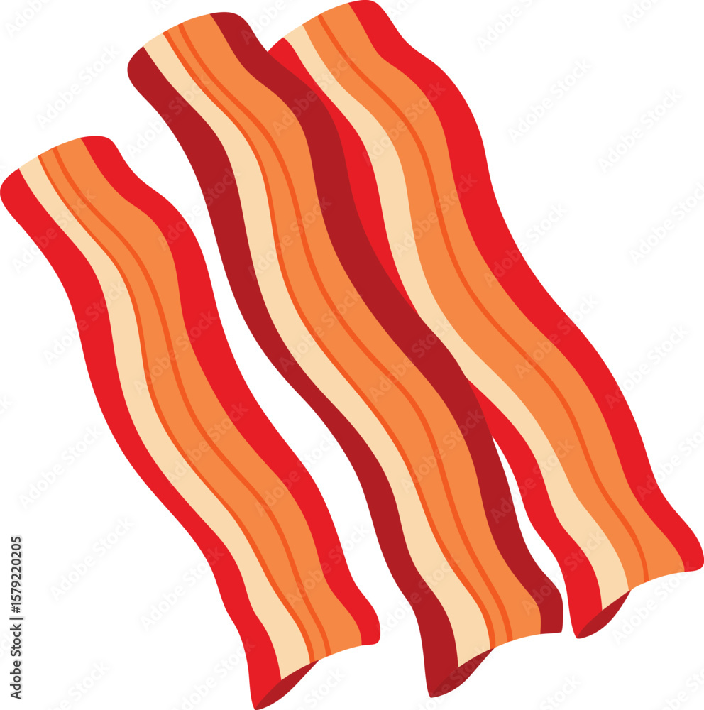 Delicious Crispy Bacon Strips, Perfect for Breakfast or Snacks, Isolated Illustration on White Background Delicious Crispy Bacon Strips, Perfect for Breakfast or Snacks, Isolated Illustration on White Background