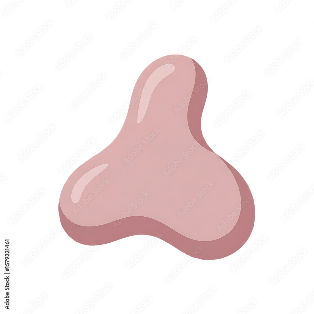 Fototapeta premium Abstract Pink Nose Illustration with Soft Shadows and Rounded Edges Isolated. Blob PNG Transparent Background