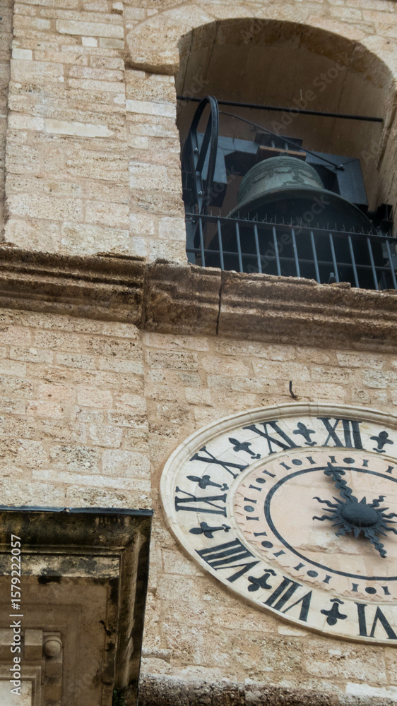Obraz premium bell tower of the church in the main square of norcia in umbria
