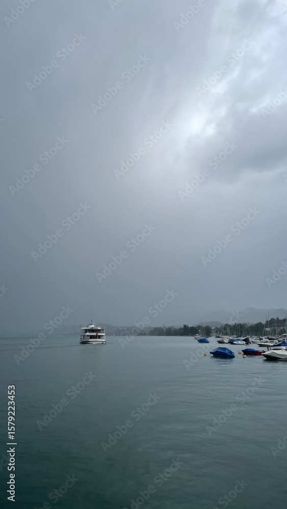 Naklejka premium storm over the lake