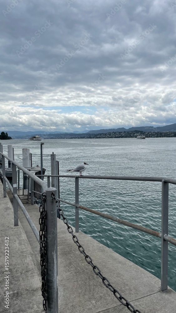 Naklejka premium pier on the lake