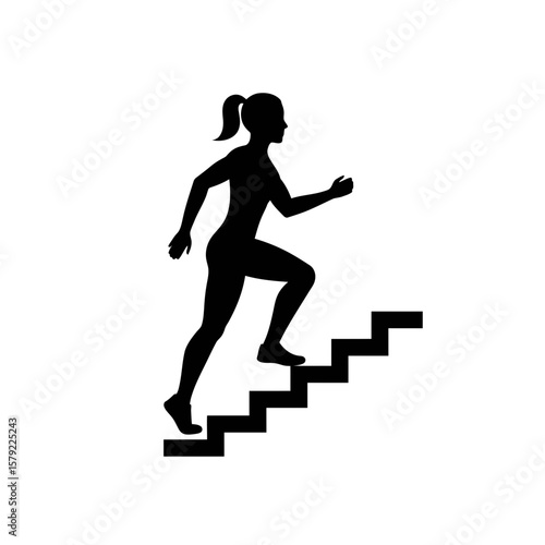 Ascending the Steps: A silhouetted figure of a person is shown briskly climbing a flight of stairs, the embodiment of ambition, drive, and self-improvement. 