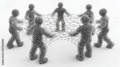 A diverse group of people connected to each other representing empowered collaboration mesh concept in unity
