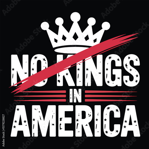 Bold “No Kings in America” Patriotic Quote T-Shirt Design