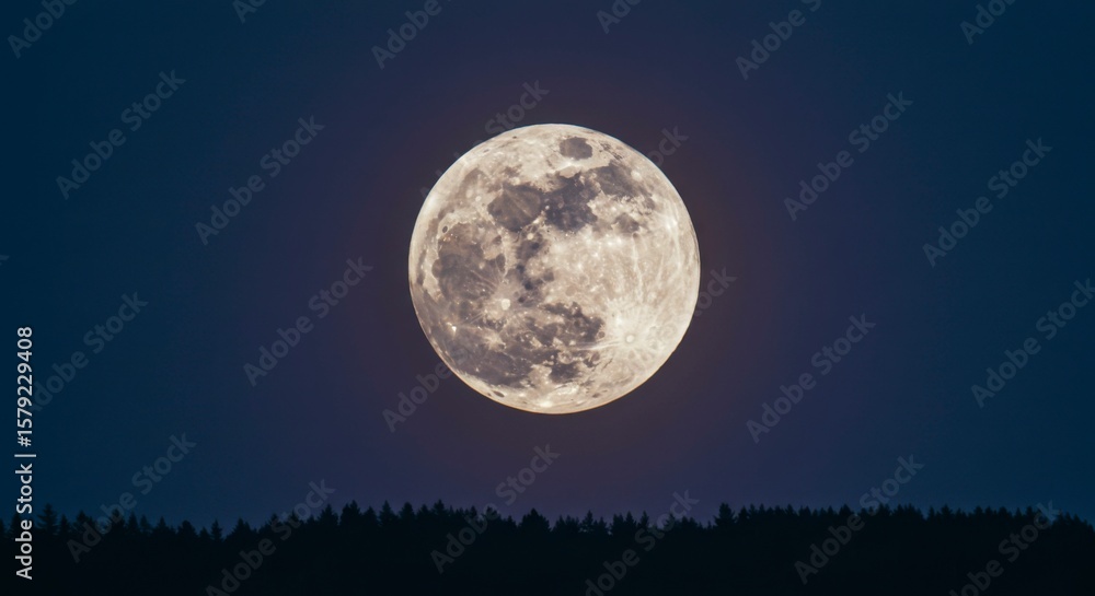 Fototapeta premium Full moon over forest