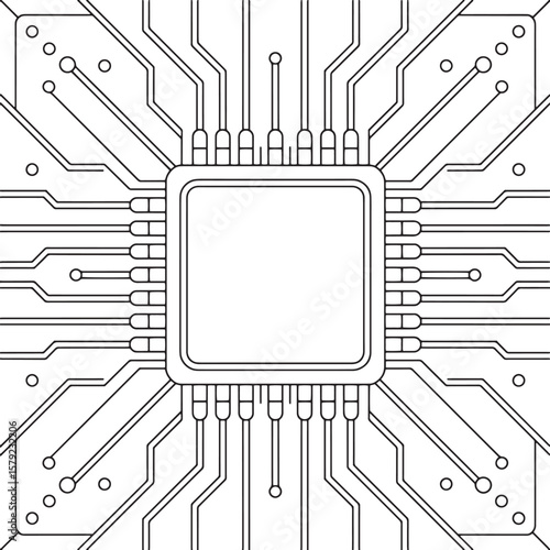Detailed Circuit Board Pattern for Technology Background, Minimalist Circuit Board Background, Circuit Board Layout, Tech Chip Design, Minimal PCB Art, Processor Blueprint, Line Tech Background