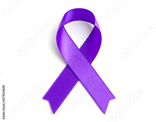 Purple ribbon on white background 