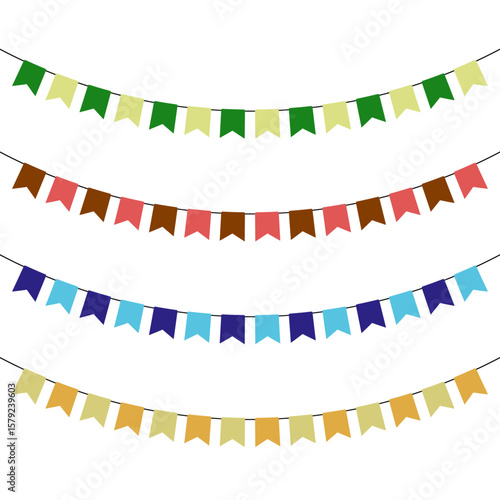 Set of Colorful Garland of small flags for party decoration - decorative elements