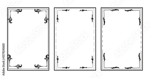 Distressed leather book cover. Standard book cover and spine design. Old retro ornament frames. Royal Golden and dark blue style design.