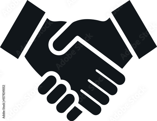 Two hands shaking in agreement and partnership silhouette