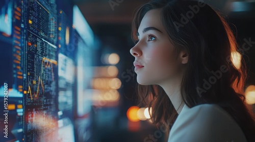 Young woman analyzing digital data Free Download Young woman analyzing digital data - GFXLoad