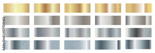 Big set of Silver gradient, set of metallic glossy gradient. Steel gradients collection. Set of Golden gradients set. metallic gold gradients golden color.