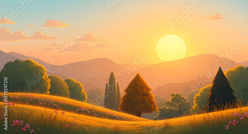 Sunset view, Evening sky, Golden hour, Sunset horizon, Colorful sunset, Scenic sunset, Sunset sky, Sun going down, Dusk landscape, Twilight scene, Glowing sunset, Sunset over hills, Sunset over forest