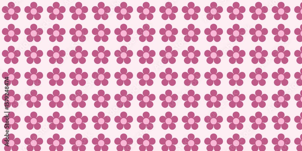 Simple seamless pattern with pink flowers with five petals Simple seamless pattern with pink flowers with five petals