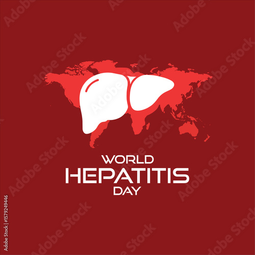 World hepatitis day poster, paper cut 3d red liver icon. Vector illustration. Hepatic desease, cancer and cirrhosis abstract concept graphic.