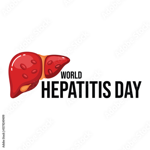 World hepatitis day poster, paper cut 3d red liver icon. Vector illustration. Hepatic desease, cancer and cirrhosis abstract concept graphic.
