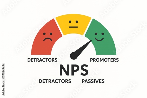Net Promoter Score indicator with segments for detractors passives and promoters