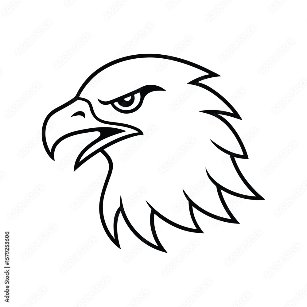 Obraz premium angry eagle head line art