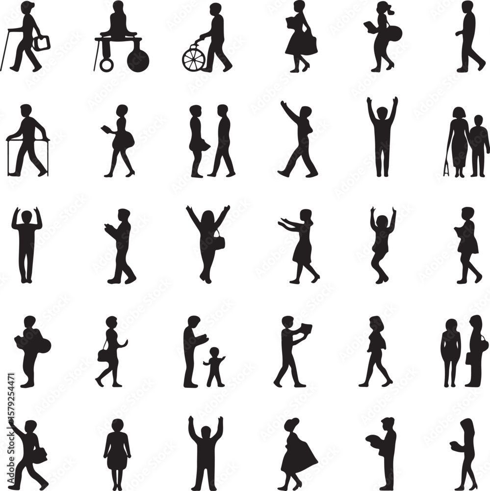 Naklejka premium people and population icon set