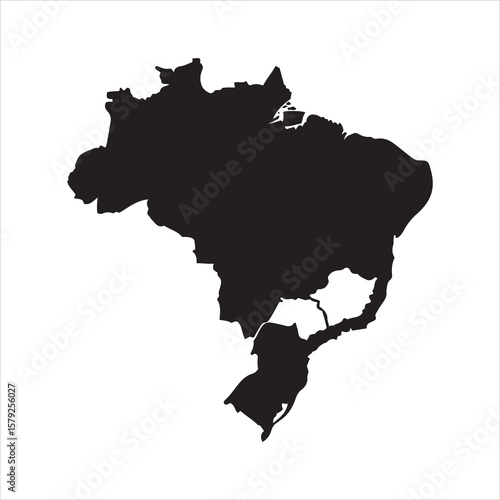 Black silhouette of the country of brazil on a white background