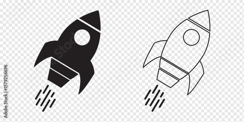 Rocket icon Set. Black and White Rocket icon Vector illustration. Startup icon Rocket. 