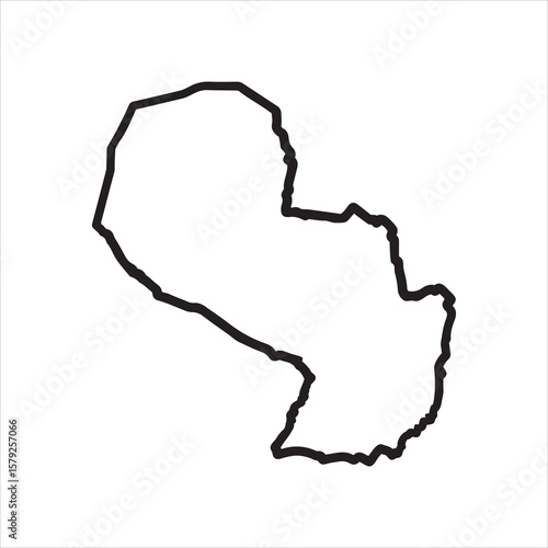 Outline of the country of paraguay on a white background