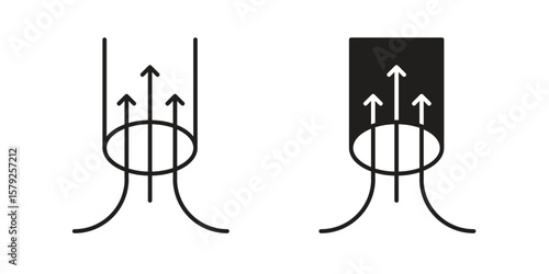 Air suction icon outline and solid vector sign, linear pictograms