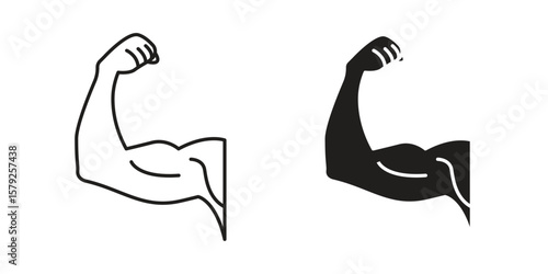 Arm icon outline and solid vector sign, linear pictograms