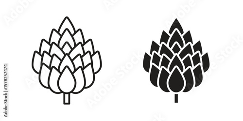 Artichoke icon outline and solid vector sign, linear pictograms