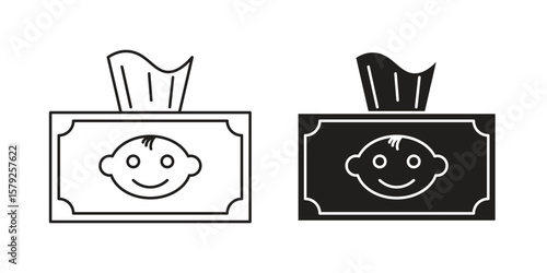 baby wipe icon outline and solid vector sign, linear pictograms