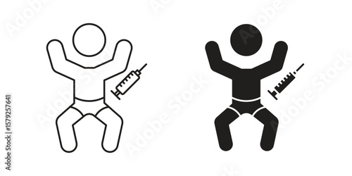 Baby Vaccination icon outline and solid vector sign, linear pictograms
