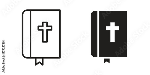 Bible icon outline and solid vector sign, linear pictograms