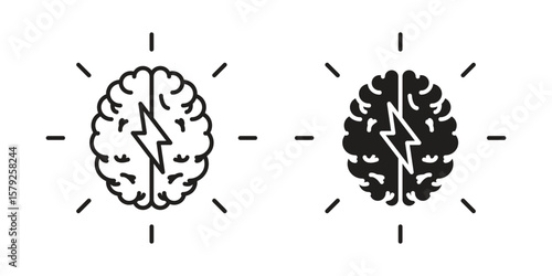 Brainstorm icon outline and solid vector sign, linear pictograms