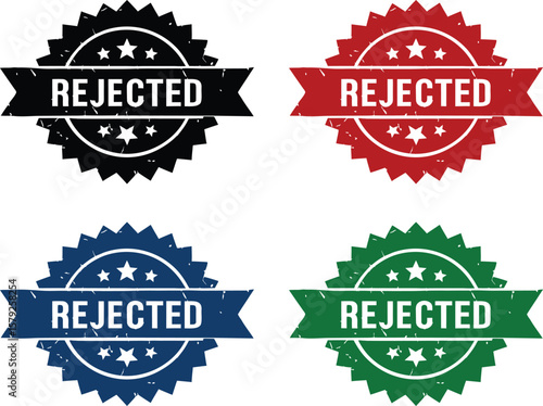 rejected rubber stamp badges, colorful rejected rubber stamp, rubber stamp