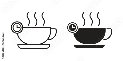 Break icon outline and solid vector sign, linear pictograms