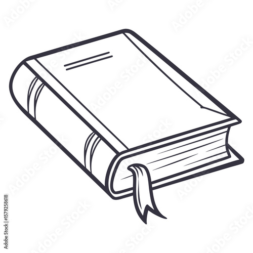Hardcover book with ribbon bookmark reading knowledge